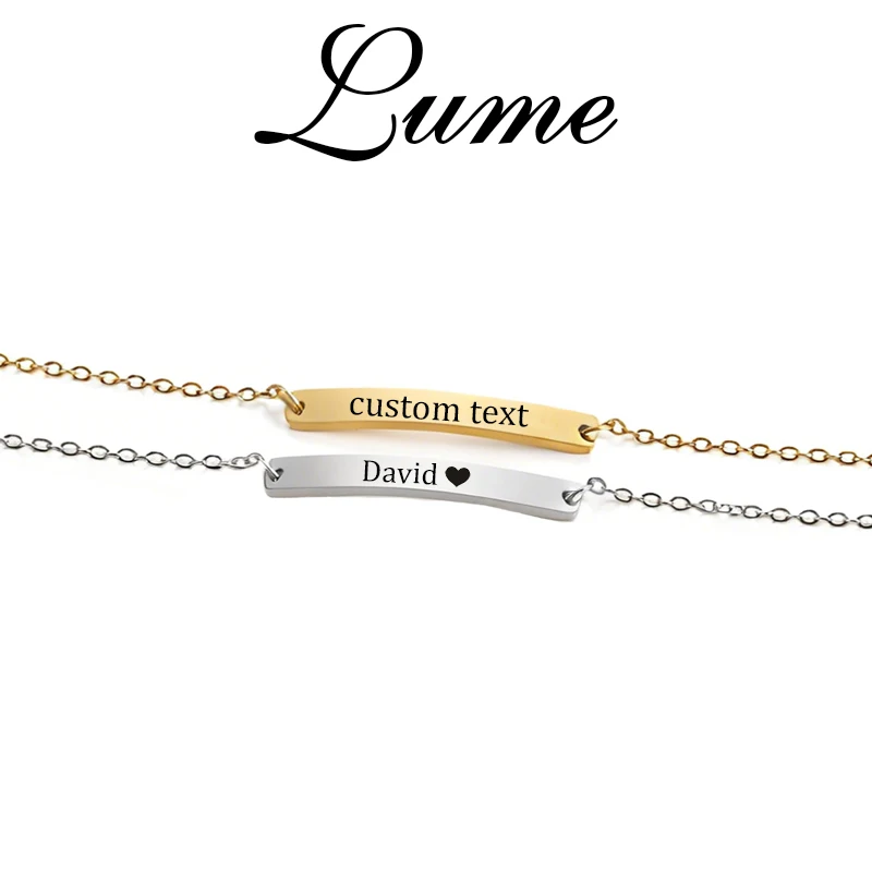 Lume Custom Engraved Text Name Bracelet For Men Women Stainless Steel For Men Women Adjustable Chain Classic Simple Jewelry Gift
Lume Custom Engraved Text Name Bracelet For Men Women Stainless Steel For Men Women Adjustable Chain Classic Simple Jewelry Gift