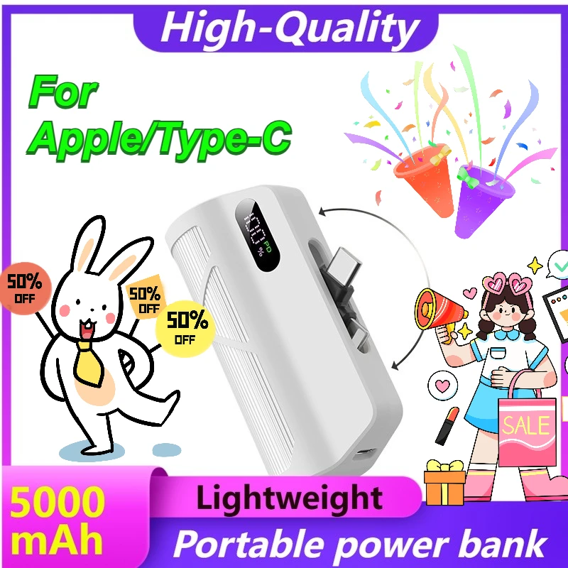 PD20W Capsule Power Bank Rotating Power Dual Head Digital Display Portable and Compact Suitable for TYPE-C and Apple Devices
PD20W Capsule Power Bank Rotating Power Dual Head Digital Display Portable and Compact Suitable for TYPE-C and Apple Devices