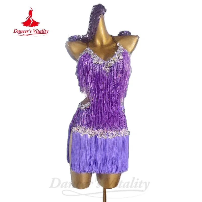 Latin Dance Performance Costume for Women Custom Rumba Cha Cha Tango Compettion Dresses Adult Child Latin Dancing Tassel Dress
Latin Dance Performance Costume for Women Custom Rumba Cha Cha Tango Compettion Dresses Adult Child Latin Dancing Tassel Dress