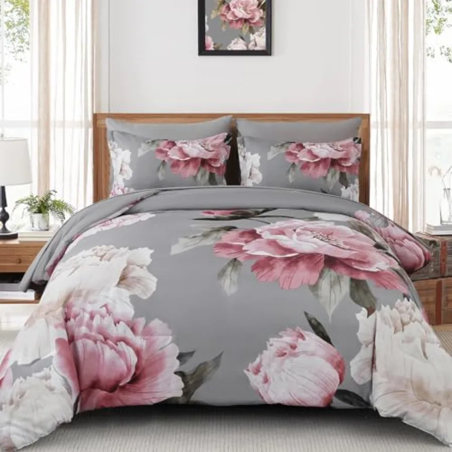 and Comforter Set Size 7 Pcs Bed in a Bag Floral Printed on Gray Comforter Set with Sheets Soft Microfiber Botanical Complete B
and Comforter Set Size 7 Pcs Bed in a Bag Floral Printed on Gray Comforter Set with Sheets Soft Microfiber Botanical Complete B
