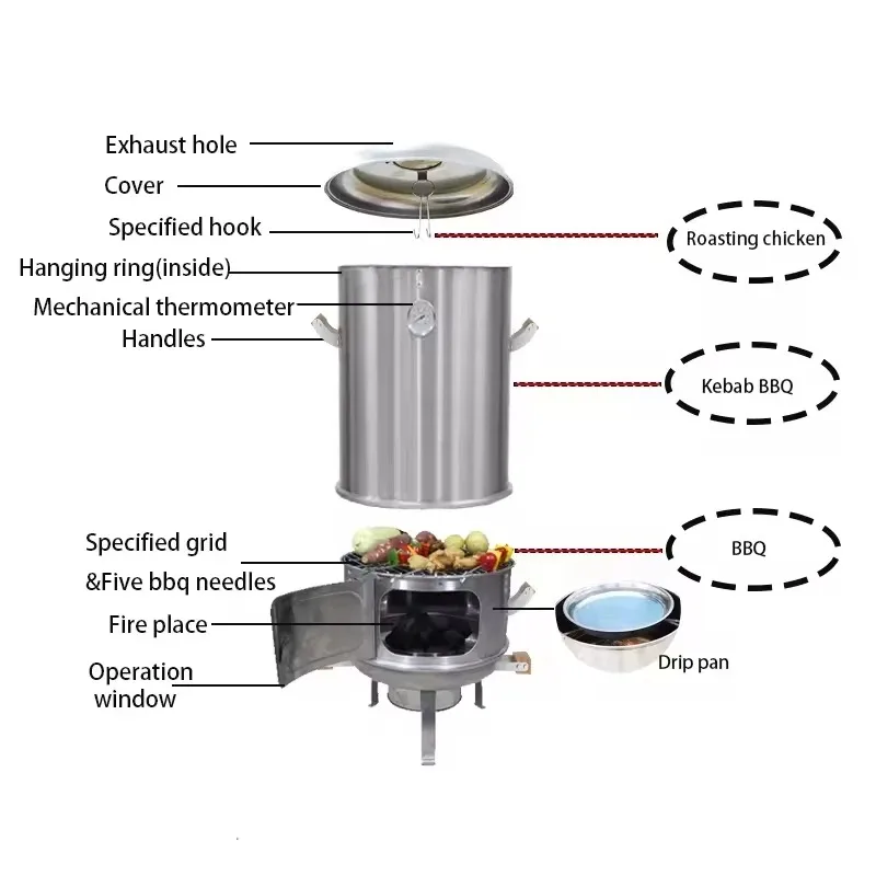 3-in-1 Vertical 304 Stainless Steel Charcoal Grill & Chicken Roaster - Portable Multi-Functional Outdoor Camping Barbecue
3-in-1 Vertical 304 Stainless Steel Charcoal Grill & Chicken Roaster - Portable Multi-Functional Outdoor Camping Barbecue