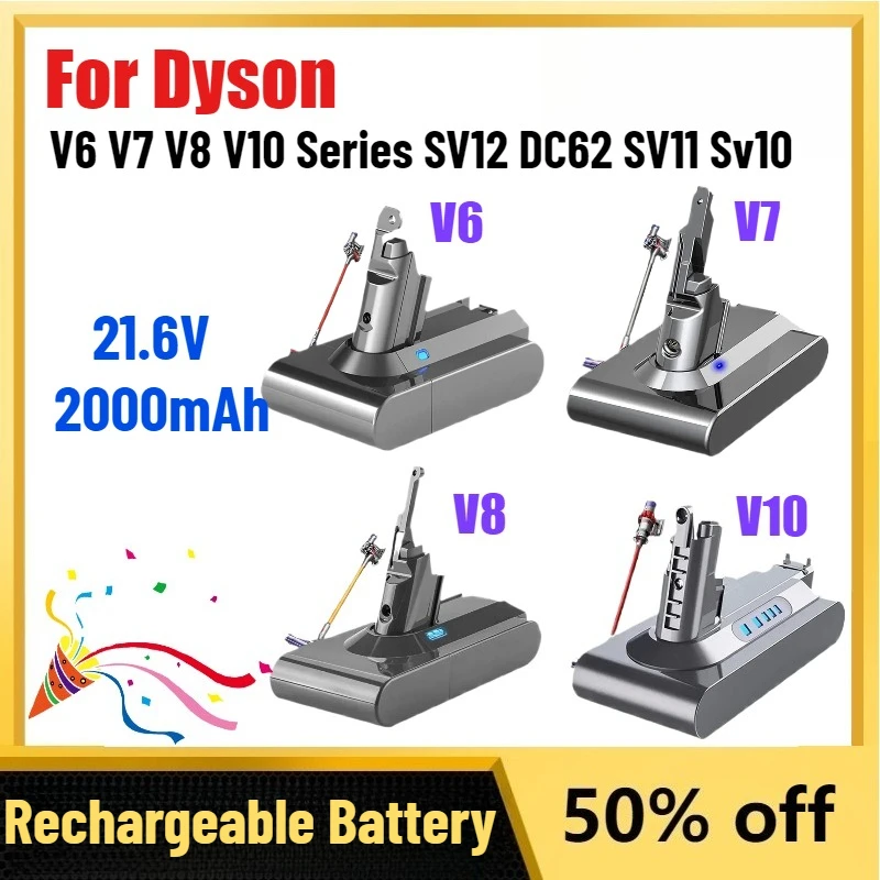 New 21.6V 2000mAh Replacement Battery for Dyson V6 V7 V8 V10 Series SV12 DC62 SV11 Sv10 Handheld Vacuum Cleaner Spare Batterie
New 21.6V 2000mAh Replacement Battery for Dyson V6 V7 V8 V10 Series SV12 DC62 SV11 Sv10 Handheld Vacuum Cleaner Spare Batterie