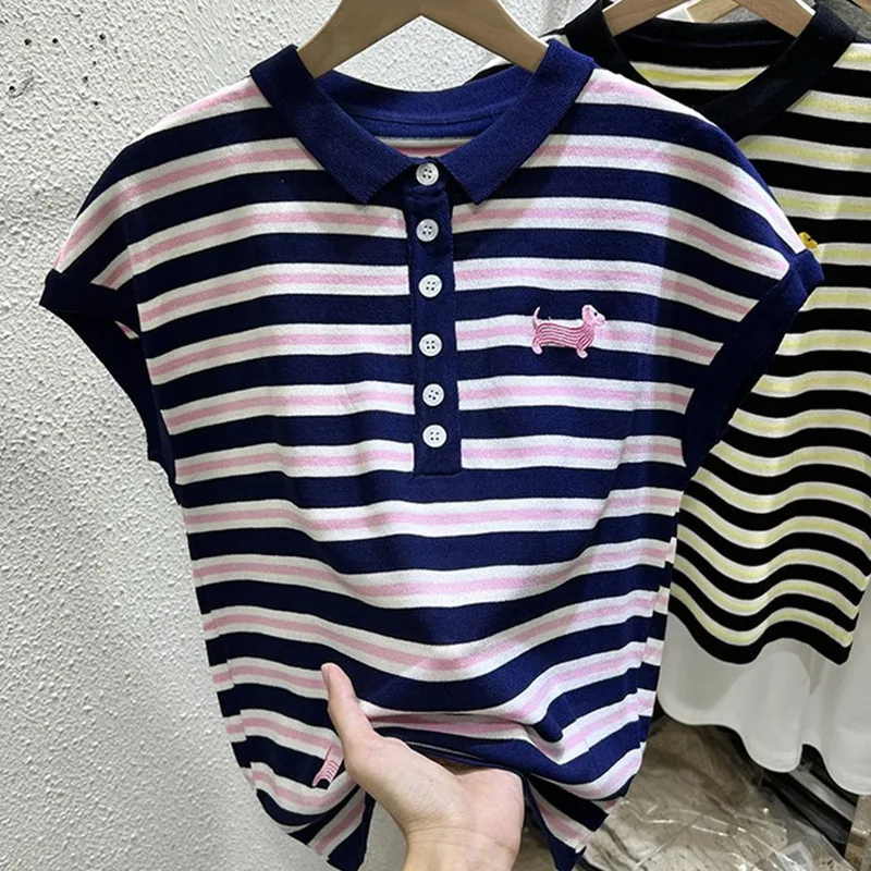 plus Size Women's Loose Slimming Stripe Ice Silk Vest Summer Thin Button Embroidered oulder Pad Svel Top Korean Sle
plus Size Women's Loose Slimming Stripe Ice Silk Vest Summer Thin Button Embroidered oulder Pad Svel Top Korean Sle