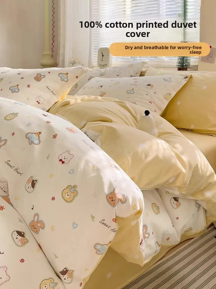 Pure Cotton Bedding Set Dormitory Single Bed Quilt Cover Sheet Three-Piece Set High Density Active Printing Summer Season
Pure Cotton Bedding Set Dormitory Single Bed Quilt Cover Sheet Three-Piece Set High Density Active Printing Summer Season