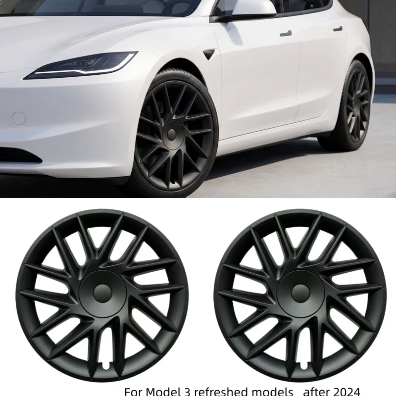 18" Wheel Skines for Model 3 Refresh 4PCS Set Automobile Hubcap Replacement Turbine Style Matte Anthracite Rim Cover Accessories