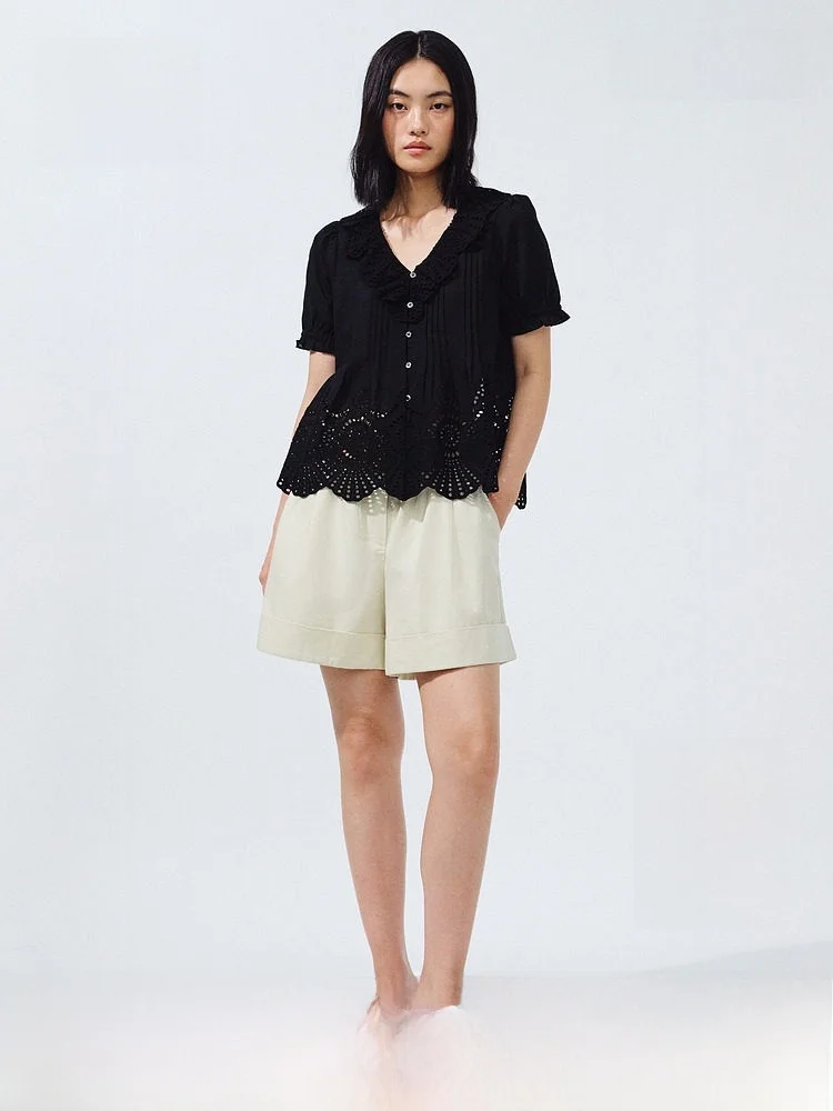 H&M Women's Cotton Embroidered Bubble Sleeve V-Neck Shirt Hollow out Design Casual Style Summer New Arrival 1342078
H&M Women's Cotton Embroidered Bubble Sleeve V-Neck Shirt Hollow out Design Casual Style Summer New Arrival 1342078