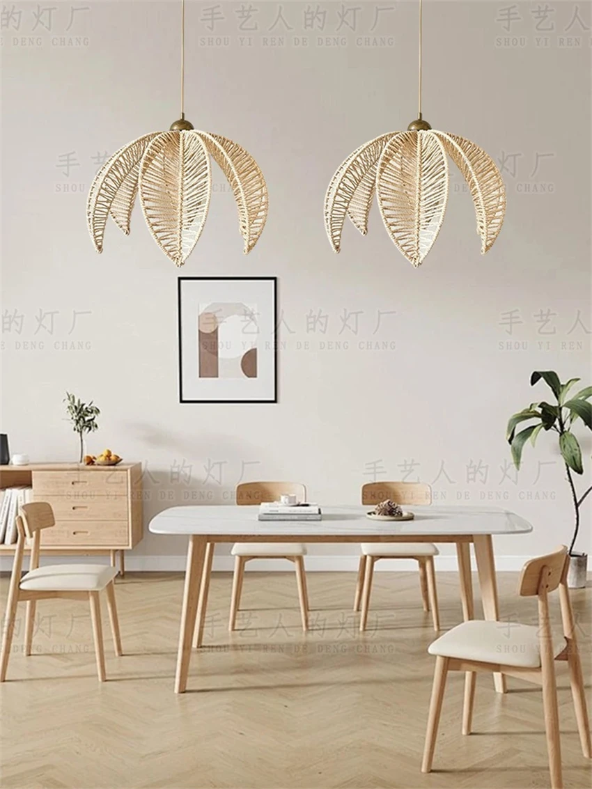 Japanese hemp rope handmade leaf pendant lights wabi-sabi style retro dining room bedroom living room tea room log lamp lighting
Japanese hemp rope handmade leaf pendant lights wabi-sabi style retro dining room bedroom living room tea room log lamp lighting