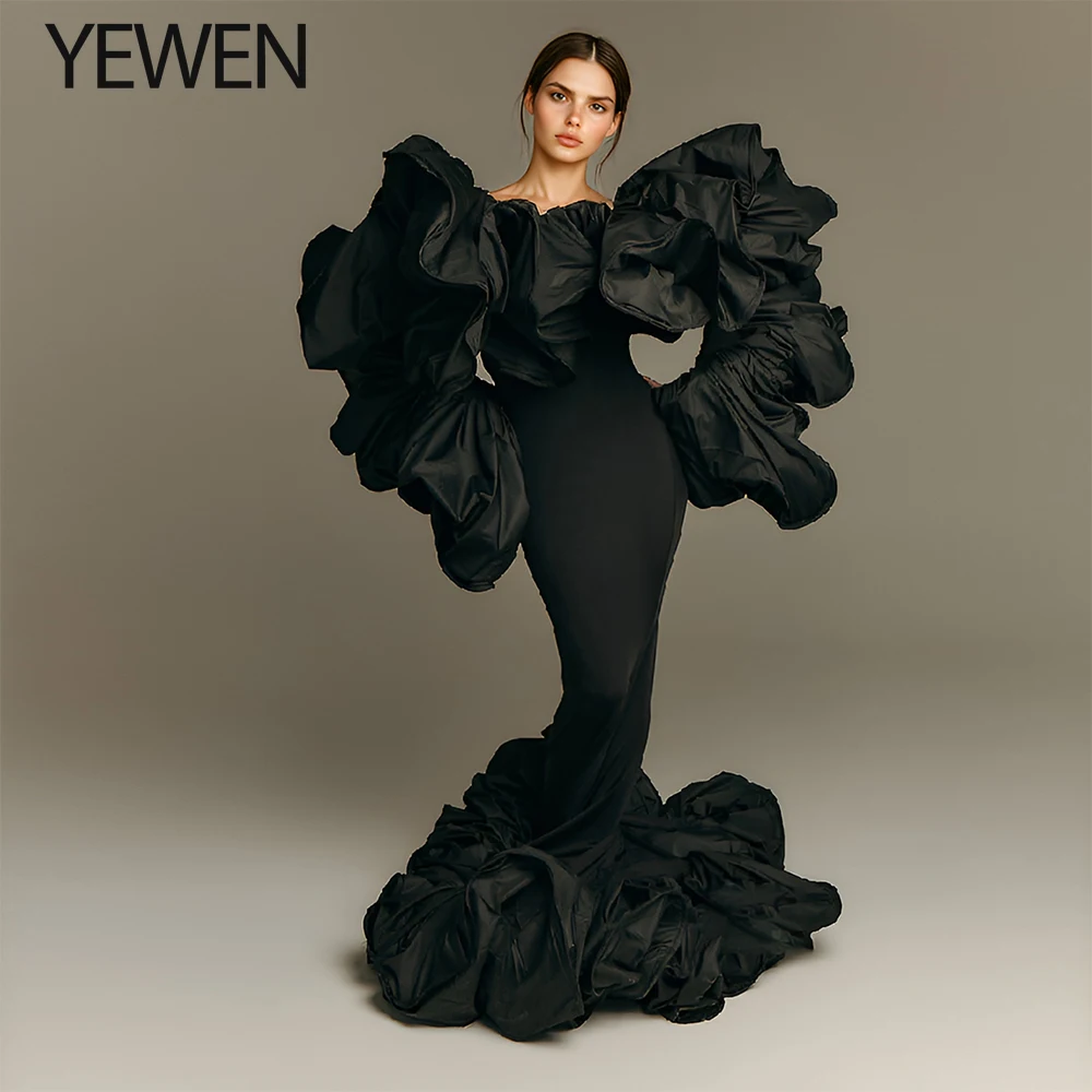 2025 Black Couture Mermaid Dress for Photoshoot Backless Gown with Ruched Sleeves and Flared Bottom Formal Editorial Style
2025 Black Couture Mermaid Dress for Photoshoot Backless Gown with Ruched Sleeves and Flared Bottom Formal Editorial Style