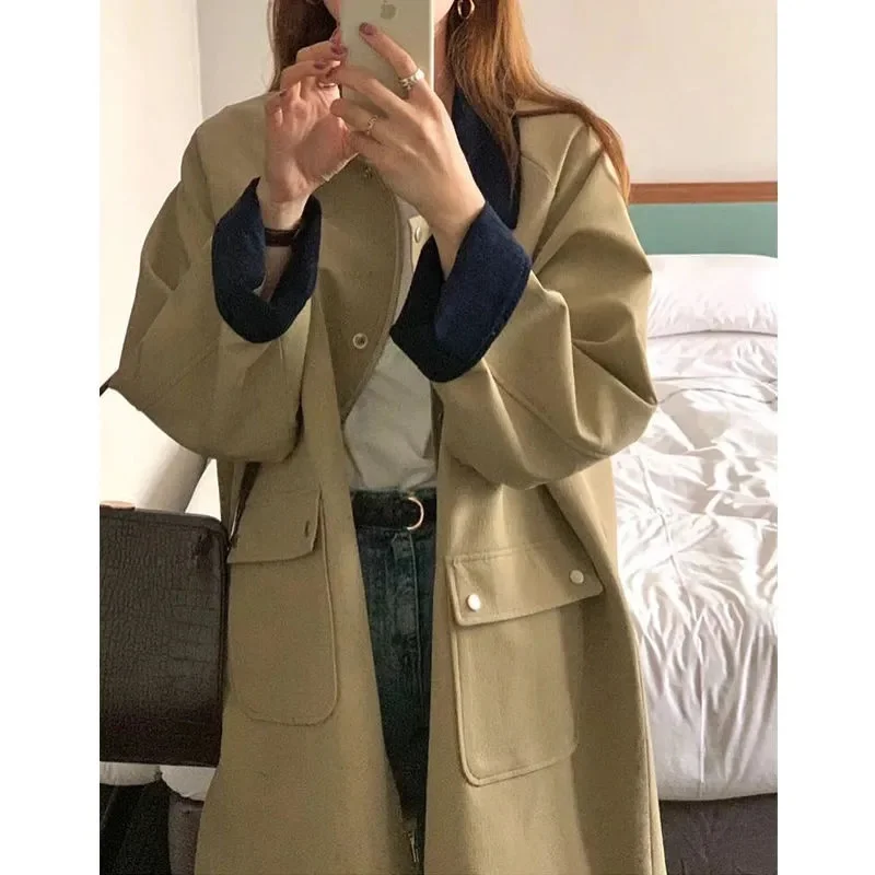 Spring Autumn Women Long Sleeves Lined Coat 2025 Female Medium Long Styles Trench Tops Outwear Korean Lady Windbreaker Jacket
Spring Autumn Women Long Sleeves Lined Coat 2025 Female Medium Long Styles Trench Tops Outwear Korean Lady Windbreaker Jacket