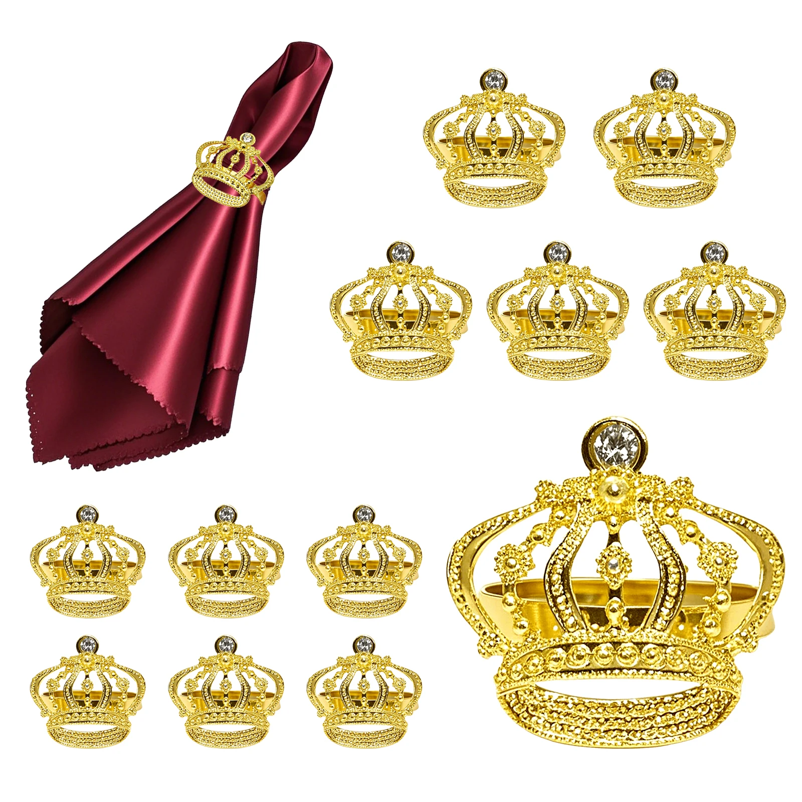 12pcs Crown Napkin Rings with Rhinestones – Elegant Wedding Table Decor, Silver & Gold Royal Napkin Holders for Christmas
12pcs Crown Napkin Rings with Rhinestones – Elegant Wedding Table Decor, Silver & Gold Royal Napkin Holders for Christmas