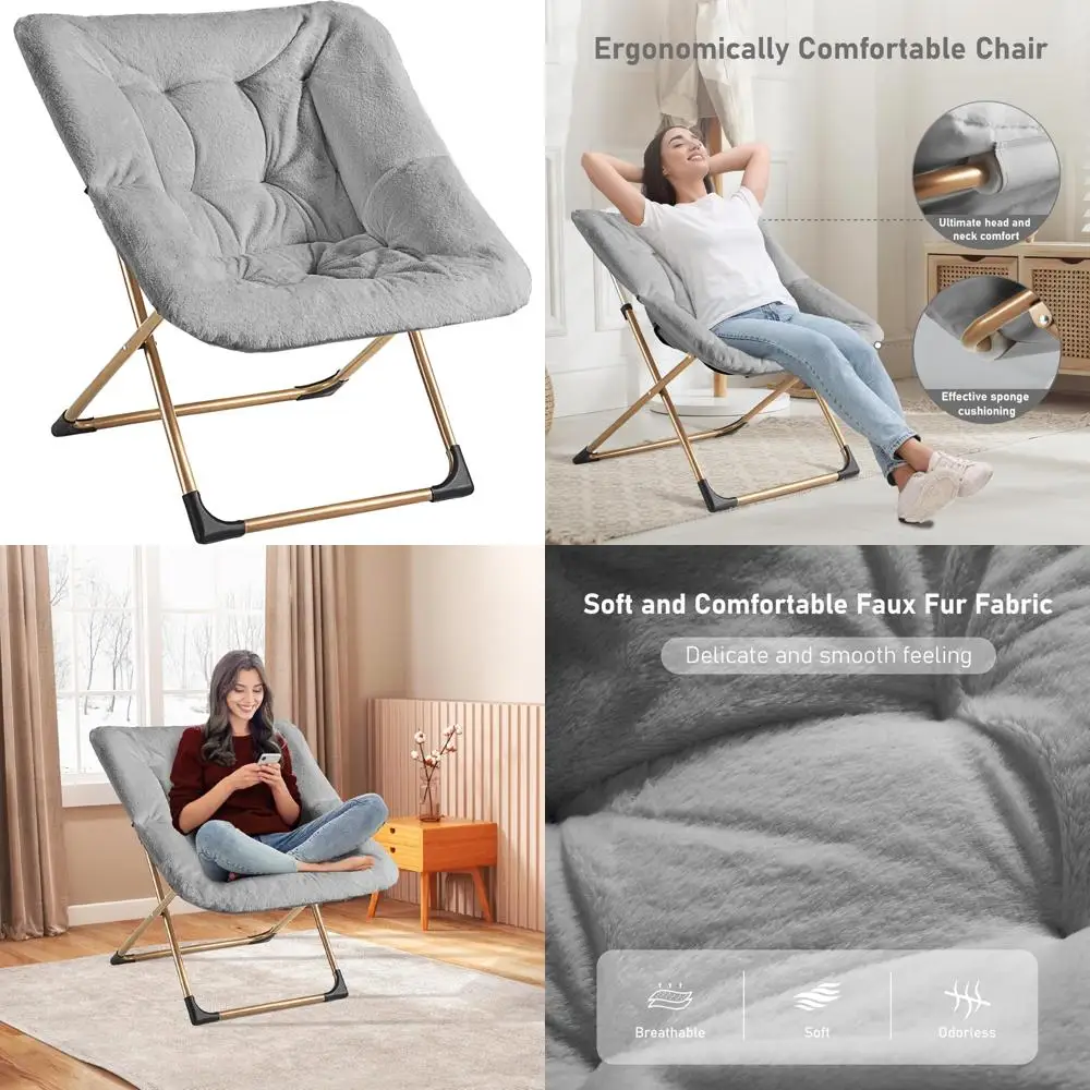 Oversized Faux Fur Lounge Chair for Adults - Soft Reading Chair with Stable Metal Frame, Non-Slip Pad, and Folding Feature
Oversized Faux Fur Lounge Chair for Adults - Soft Reading Chair with Stable Metal Frame, Non-Slip Pad, and Folding Feature