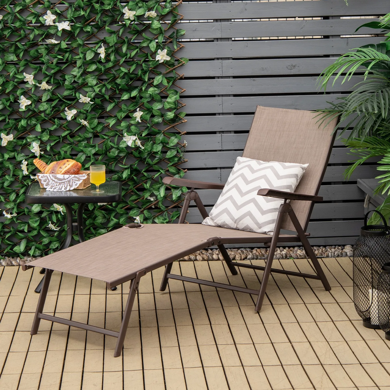 Folding Chaise Lounge Portable Outdoor Reclining Chair for Beach Brown
Folding Chaise Lounge Portable Outdoor Reclining Chair for Beach Brown