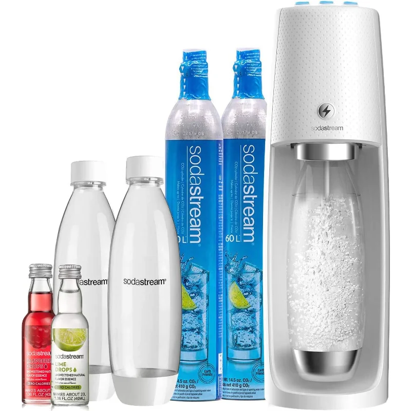 SodaStream One Touch Electric Sparkling Water Maker Bundle (White) with CO2, BPA free Bottles, and 0 Calorie Fruit Drops Flavors
SodaStream One Touch Electric Sparkling Water Maker Bundle (White) with CO2, BPA free Bottles, and 0 Calorie Fruit Drops Flavors