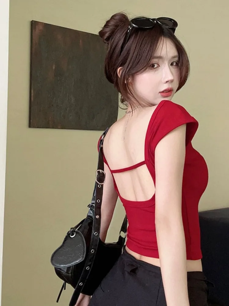 Pure Desirable Sexy Backless Short Vest Women's Summer Design Unique Small Sleeveless Top with Chest Pad Beautiful Back
Pure Desirable Sexy Backless Short Vest Women's Summer Design Unique Small Sleeveless Top with Chest Pad Beautiful Back