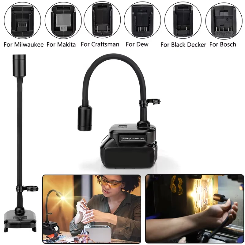 Гибкая светодиодная лампа на гибкой штанге для аккумуляторов Maikta/Bosch/Milwaukee/Dw 18V Li-ion, портативная рабочая лампа для верстака и токарного станка
Гибкая светодиодная лампа на гибкой штанге для аккумуляторов Maikta/Bosch/Milwaukee/Dw 18V Li-ion, портативная рабочая лампа для верстака и токарного станка