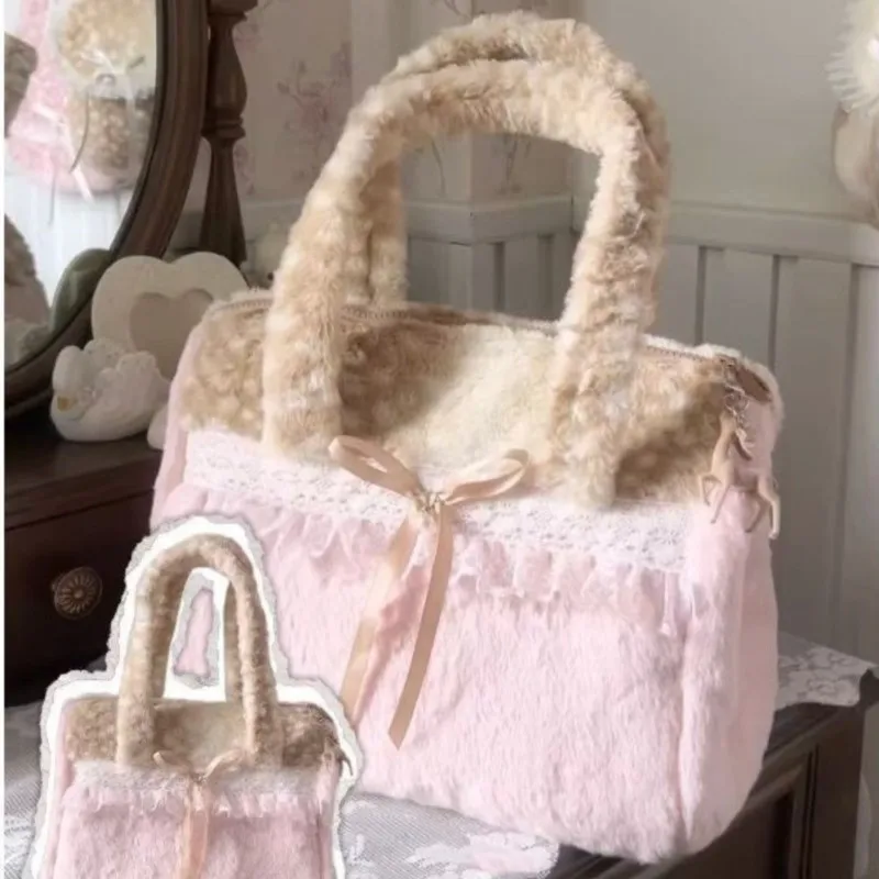 Girl Ballet Style Lace Color Matching Large Capacity Shoulder Bag Sweet Cute Plush Bow Handbag Ladies Harajuku Versatile Handbag
Girl Ballet Style Lace Color Matching Large Capacity Shoulder Bag Sweet Cute Plush Bow Handbag Ladies Harajuku Versatile Handbag