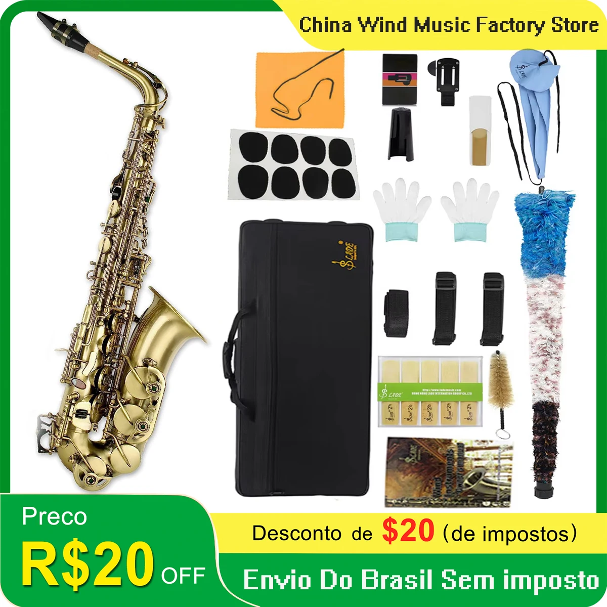 SLADE Cyan Antique Eb Alto Saxophone Brass Lacquered E Flat Sax Musical Woodwind Instrument with Case Mouthpiece Accessories
SLADE Cyan Antique Eb Alto Saxophone Brass Lacquered E Flat Sax Musical Woodwind Instrument with Case Mouthpiece Accessories
