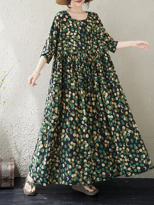 Elegant Summer Polka Dot Linen Cotton Shirt Dress round Neck Short Sleeve Beach Vacation Robe Dress for Women City Walk
Elegant Summer Polka Dot Linen Cotton Shirt Dress round Neck Short Sleeve Beach Vacation Robe Dress for Women City Walk