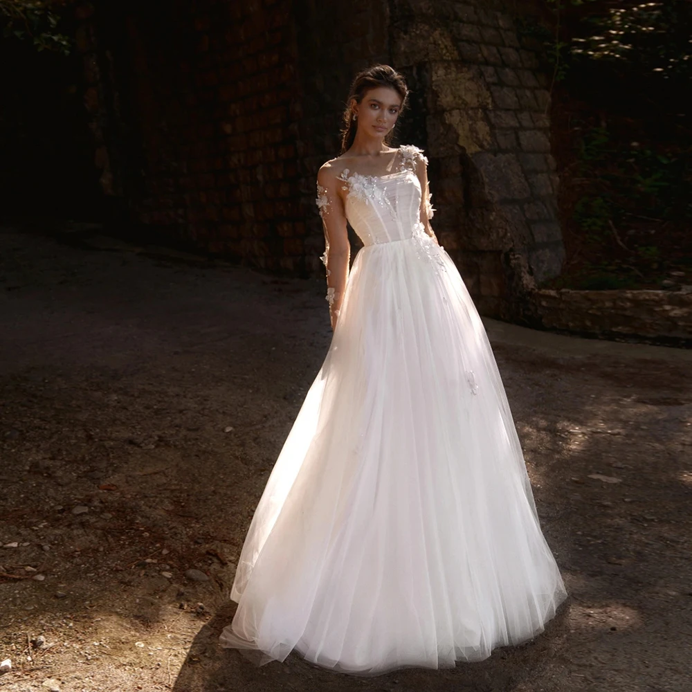 Exquisite Ivory Wedding Dresses with Lace Sequined 2025 Soft Tulle Bridal Gowns for Princess Full Sleeve Vestido De Novia New
Exquisite Ivory Wedding Dresses with Lace Sequined 2025 Soft Tulle Bridal Gowns for Princess Full Sleeve Vestido De Novia New