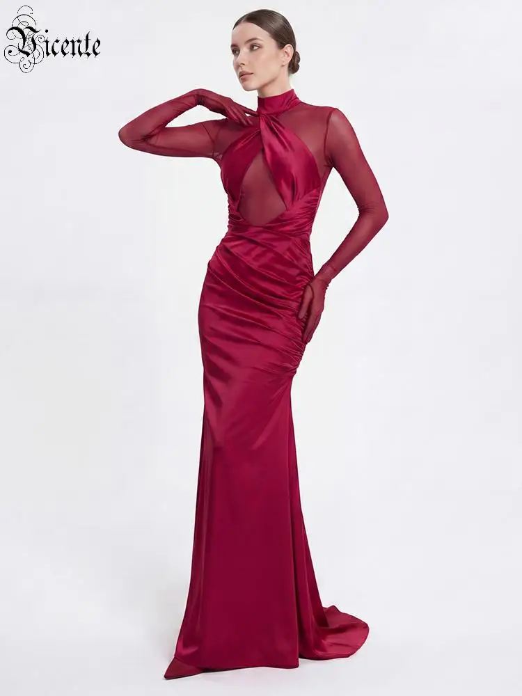 VC Sexy Wine Red Satin Mermaid Evening Dress For Women Sheer Mesh Long Sleeve Cut Out Maxi Gown Elegant Party Prom vestidos
VC Sexy Wine Red Satin Mermaid Evening Dress For Women Sheer Mesh Long Sleeve Cut Out Maxi Gown Elegant Party Prom vestidos