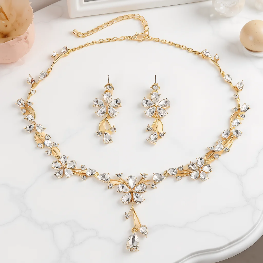 3pcs Elegant Vintage Jewelry Set for Women Daisy and Waterdrop Style Necklace Shiny Crystal Choker Bridal Wedding Earrings Party
3pcs Elegant Vintage Jewelry Set for Women Daisy and Waterdrop Style Necklace Shiny Crystal Choker Bridal Wedding Earrings Party