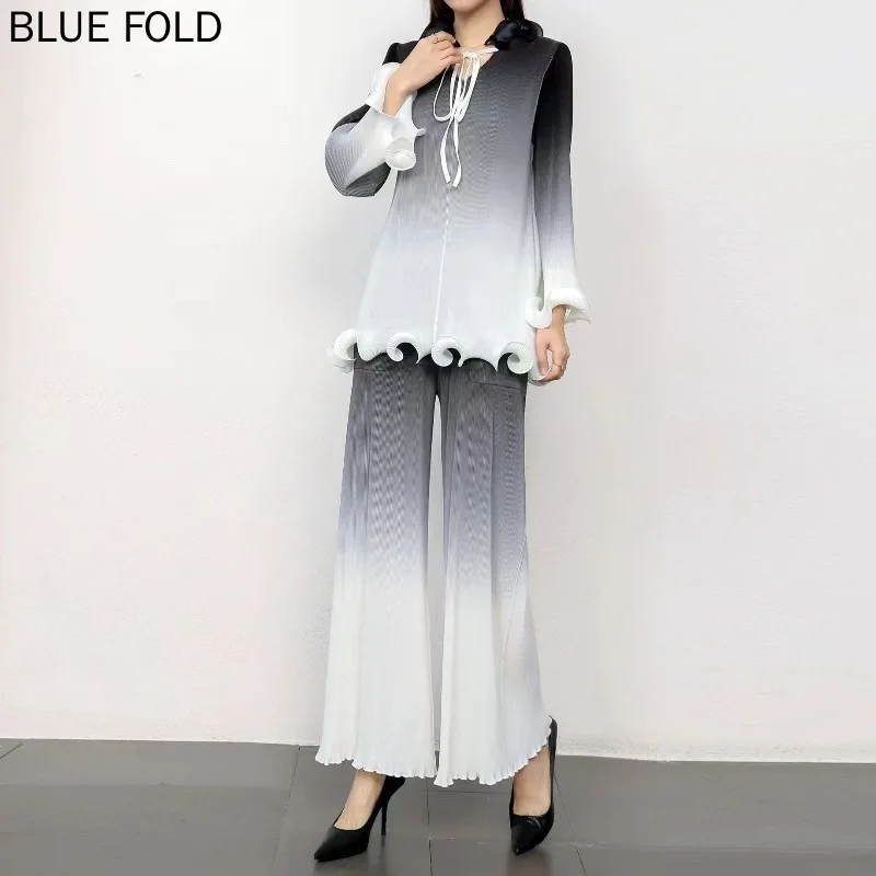 Miyake Pleated Fishbone Lace Casual Two-Piece Set for Women, Gradient Color, Fashionable Outfits, Autumn, New
Miyake Pleated Fishbone Lace Casual Two-Piece Set for Women, Gradient Color, Fashionable Outfits, Autumn, New