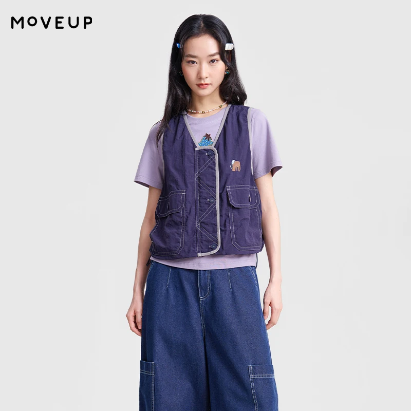 MOVEUP Embroidered Vest for Women 2026 Spring New V-neck Elephant Pocket Button Zipper Short Loose Casual Women's Top 3ELC21001
MOVEUP Embroidered Vest for Women 2026 Spring New V-neck Elephant Pocket Button Zipper Short Loose Casual Women's Top 3ELC21001