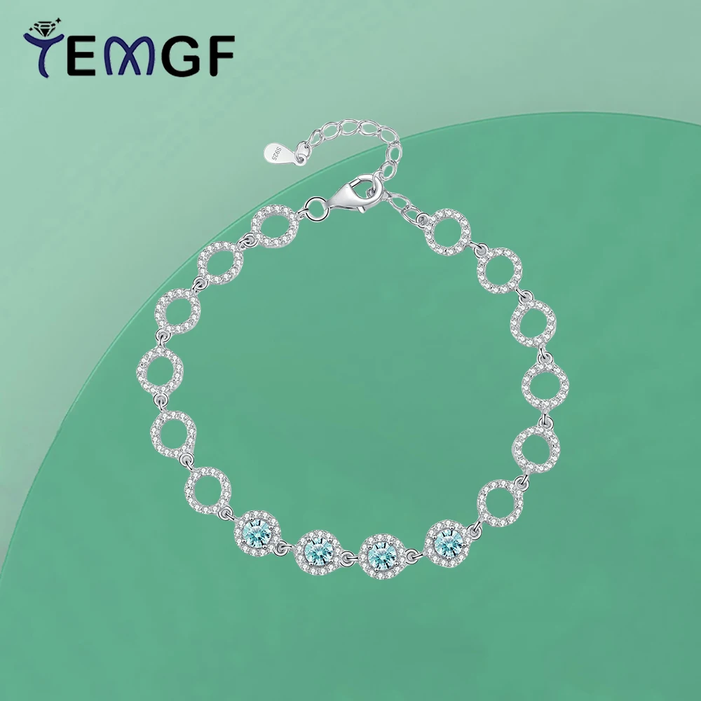 TEMGF 4mm Aqua Green Moissanite Bracelet 925 Sterling Silver Circle Chain for Women Fine Jewelry Party Fashion Item With GRA
TEMGF 4mm Aqua Green Moissanite Bracelet 925 Sterling Silver Circle Chain for Women Fine Jewelry Party Fashion Item With GRA