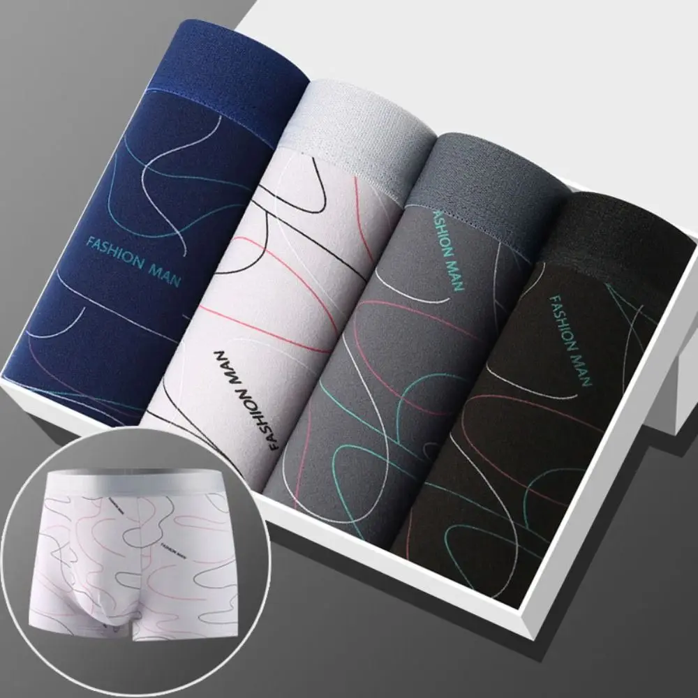4Pcs Stripe Letter Men's Flat Panties Large Size Seamless Sporty Boxers Shorts Mid Waist Underpants Men's Underwear Male/Boys
4Pcs Stripe Letter Men's Flat Panties Large Size Seamless Sporty Boxers Shorts Mid Waist Underpants Men's Underwear Male/Boys