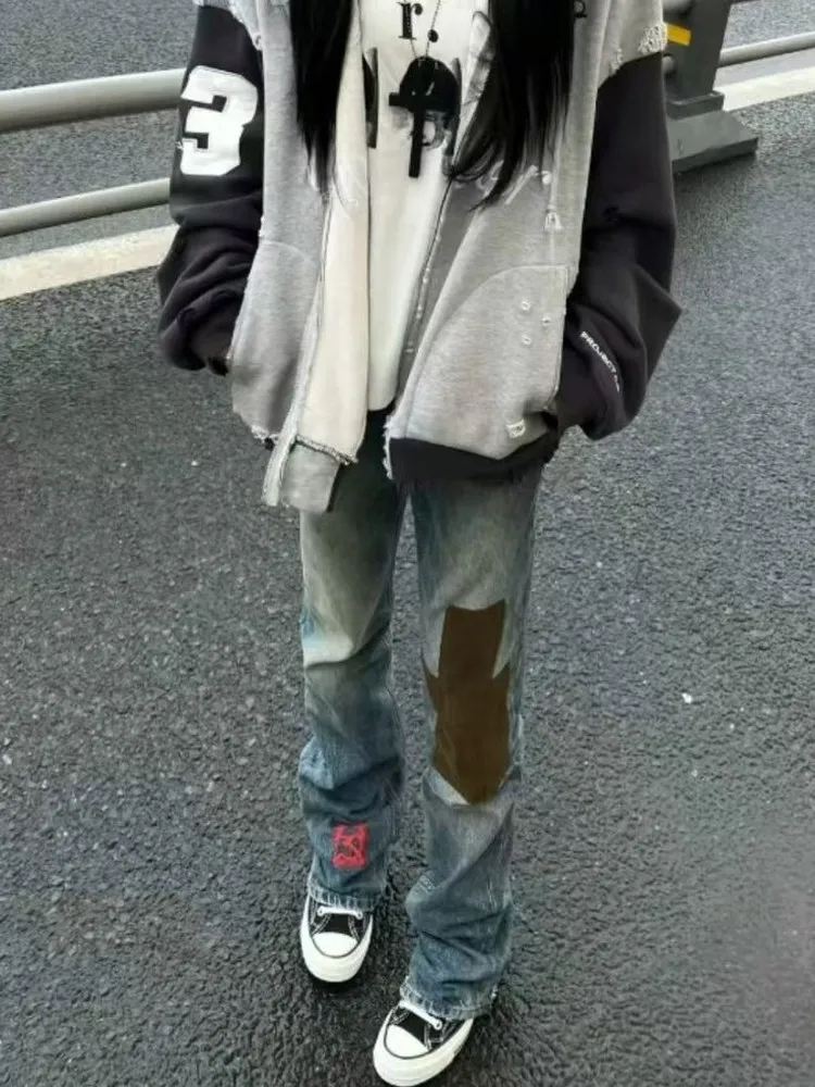 Washed Distressed Embroidered Straight Leg Jeans Men's Streetwear Vibe Rich Kid's Patchwork Ink Splatter Denim Pants
Washed Distressed Embroidered Straight Leg Jeans Men's Streetwear Vibe Rich Kid's Patchwork Ink Splatter Denim Pants