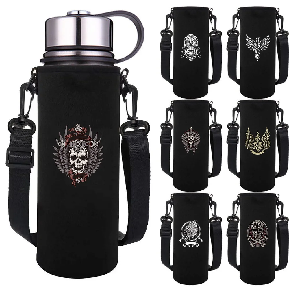 Чехол для бутылки с водой с регулируемым ремнем, портативный термоизолированный чехол для спортивных бутылок объемом 550-1500 мл, с принтом черепа
Чехол для бутылки с водой с регулируемым ремнем, портативный термоизолированный чехол для спортивных бутылок объемом 550-1500 мл, с принтом черепа