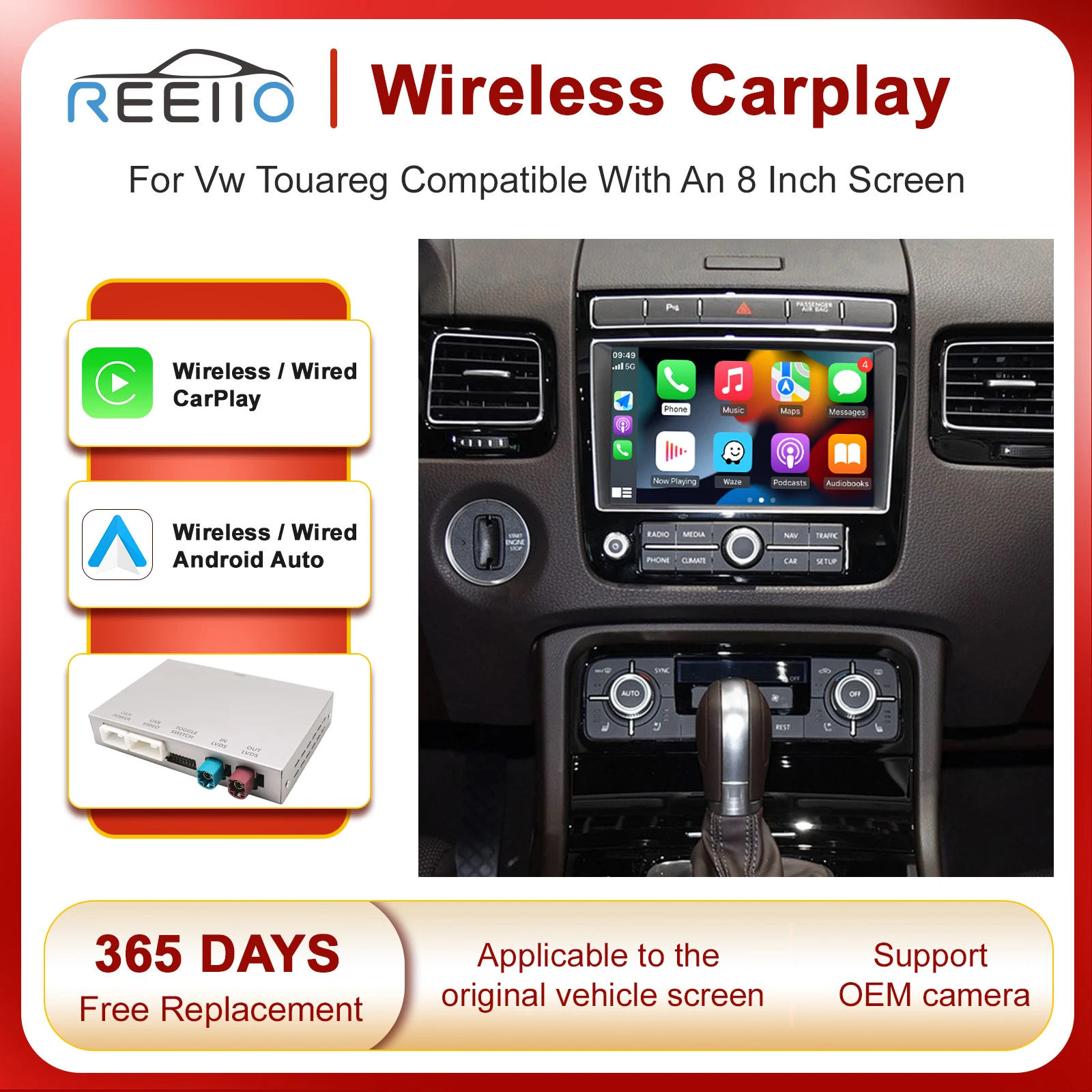 Wireless CarPlay Android Auto module adapter suitable for Volkswagen 8-inch Touareg 7P RNS850 Supports AirPlay,mirroring,cameras
Wireless CarPlay Android Auto module adapter suitable for Volkswagen 8-inch Touareg 7P RNS850 Supports AirPlay,mirroring,cameras