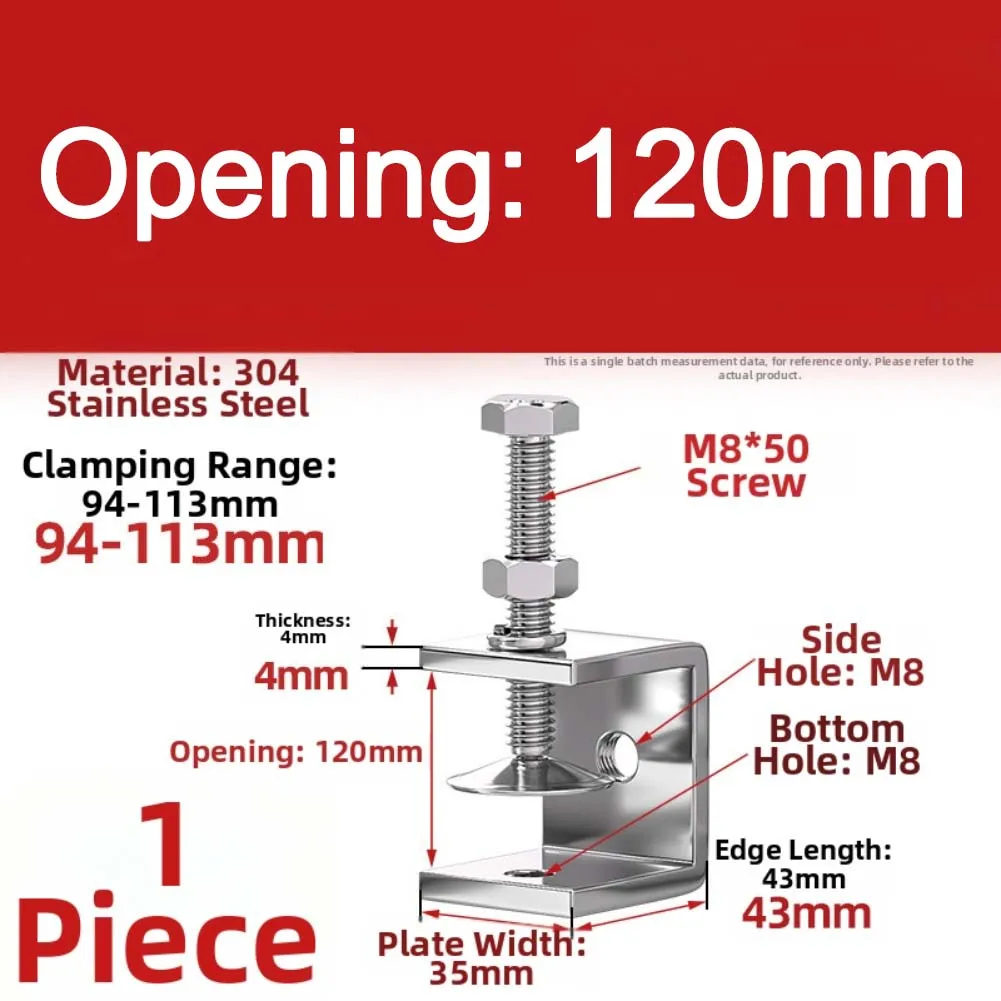 Hand twisted clamp 304 stainless steel C type lifting ring clamp adjustable up to 130 millimeters for clamping applications
Hand twisted clamp 304 stainless steel C type lifting ring clamp adjustable up to 130 millimeters for clamping applications