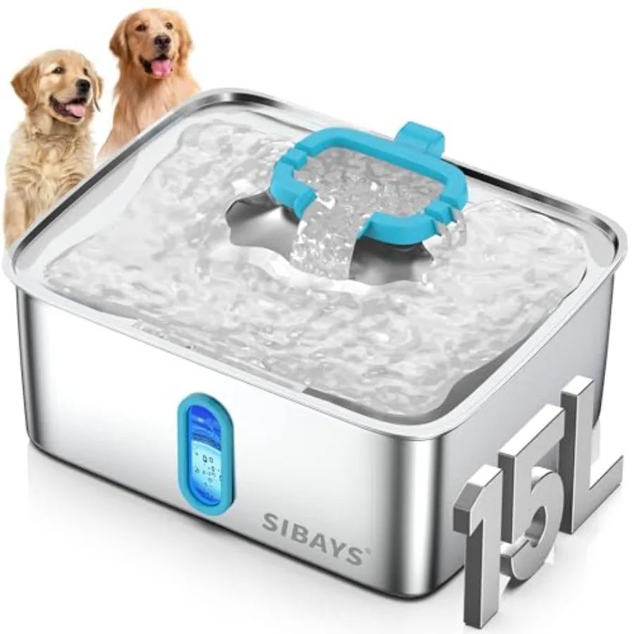 4Gal/15L Large Dog Water Fountain, Stainless Steel Pet Water Fountain with Water Level Window and LED Light, Ultra Quiet Automa
4Gal/15L Large Dog Water Fountain, Stainless Steel Pet Water Fountain with Water Level Window and LED Light, Ultra Quiet Automa