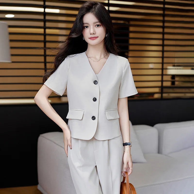 Creamy-white Small Suit Short Sleeve Jacket Women's Spring and Summer New High-End Temperament Small Short Casual Suit
Creamy-white Small Suit Short Sleeve Jacket Women's Spring and Summer New High-End Temperament Small Short Casual Suit