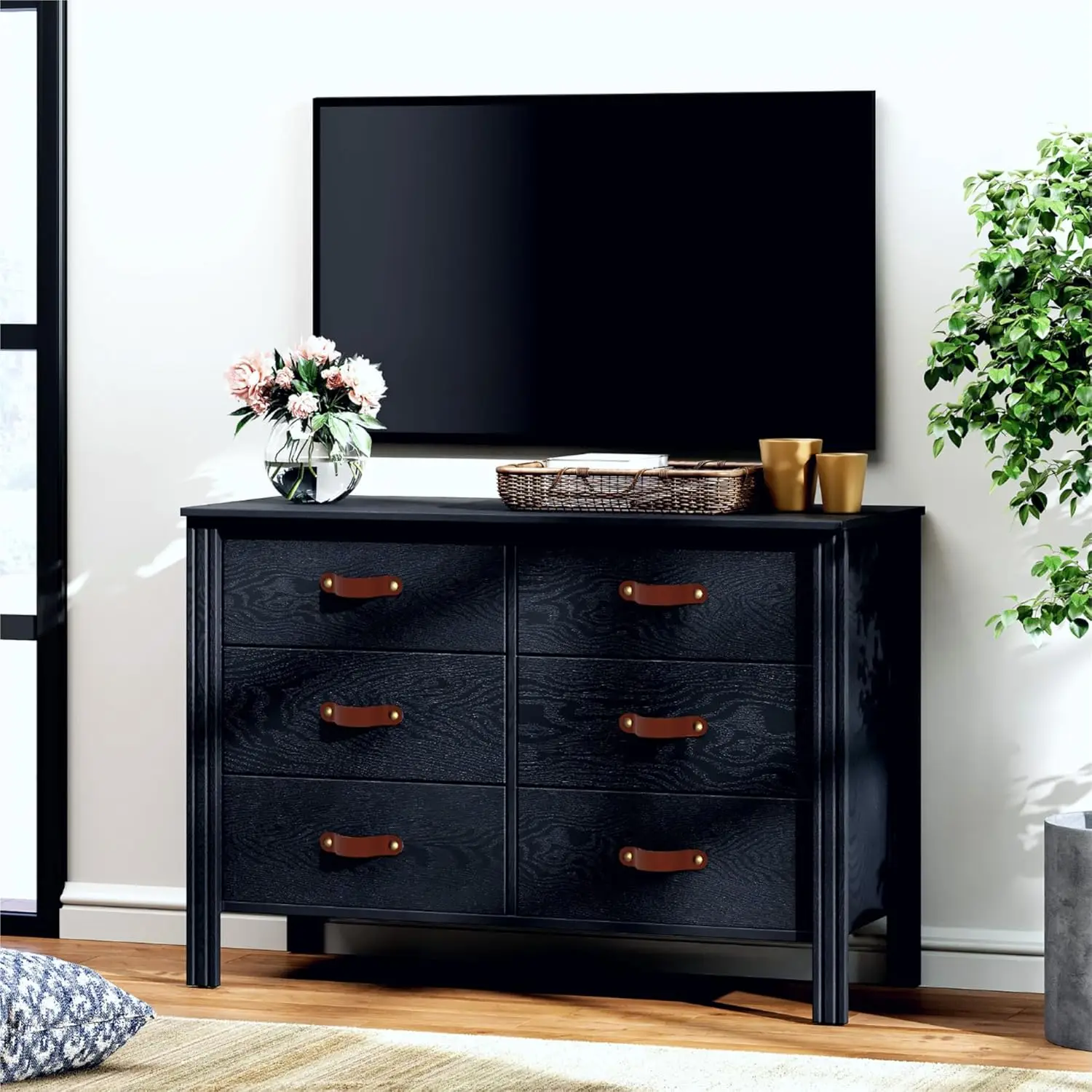 TV Stand for 55 Inch TV, Wood Chest of Drawers with 6 Cubby,Table for Living Room Bedroom Office, 50 Inch, Black
TV Stand for 55 Inch TV, Wood Chest of Drawers with 6 Cubby,Table for Living Room Bedroom Office, 50 Inch, Black
