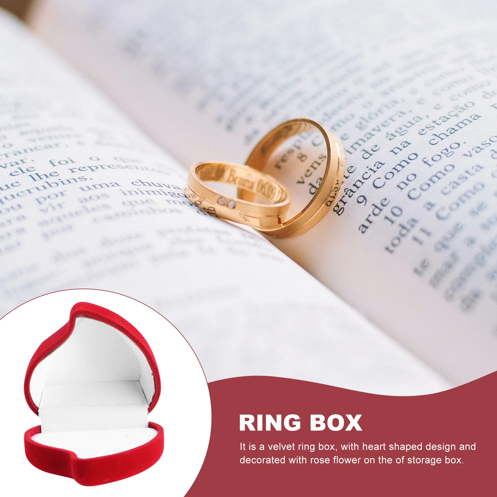 2Pcs Compact Heart Shaped Ring Holder Premium Finish Case with Rose Decoration Ideal for Engagement Wedding Gift Occasion Red
2Pcs Compact Heart Shaped Ring Holder Premium Finish Case with Rose Decoration Ideal for Engagement Wedding Gift Occasion Red