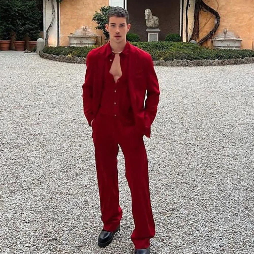 Red Handsome Men Suits Single-breasted Peak Lapel Two Pieces(Jacket+Pants) Male Formal Casual Wedding Party Set
Red Handsome Men Suits Single-breasted Peak Lapel Two Pieces(Jacket+Pants) Male Formal Casual Wedding Party Set