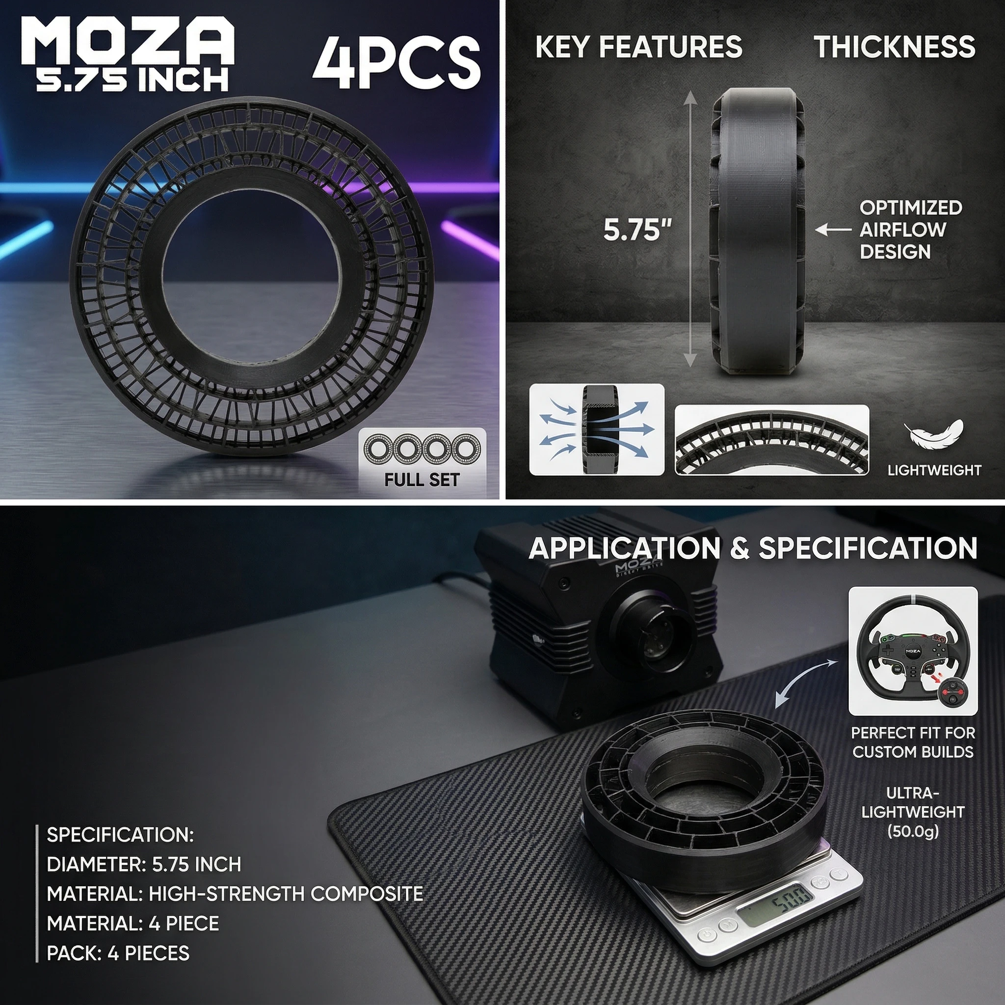RhinoRC 3D Printed Insert for MOZA 2.2 5.75 Inch Tire - Set of 4
RhinoRC 3D Printed Insert for MOZA 2.2 5.75 Inch Tire - Set of 4