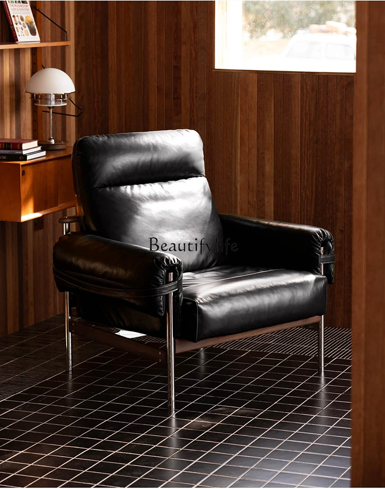 Living room single seat retro light luxury oil wax leather sofa top layer cowhide
Living room single seat retro light luxury oil wax leather sofa top layer cowhide