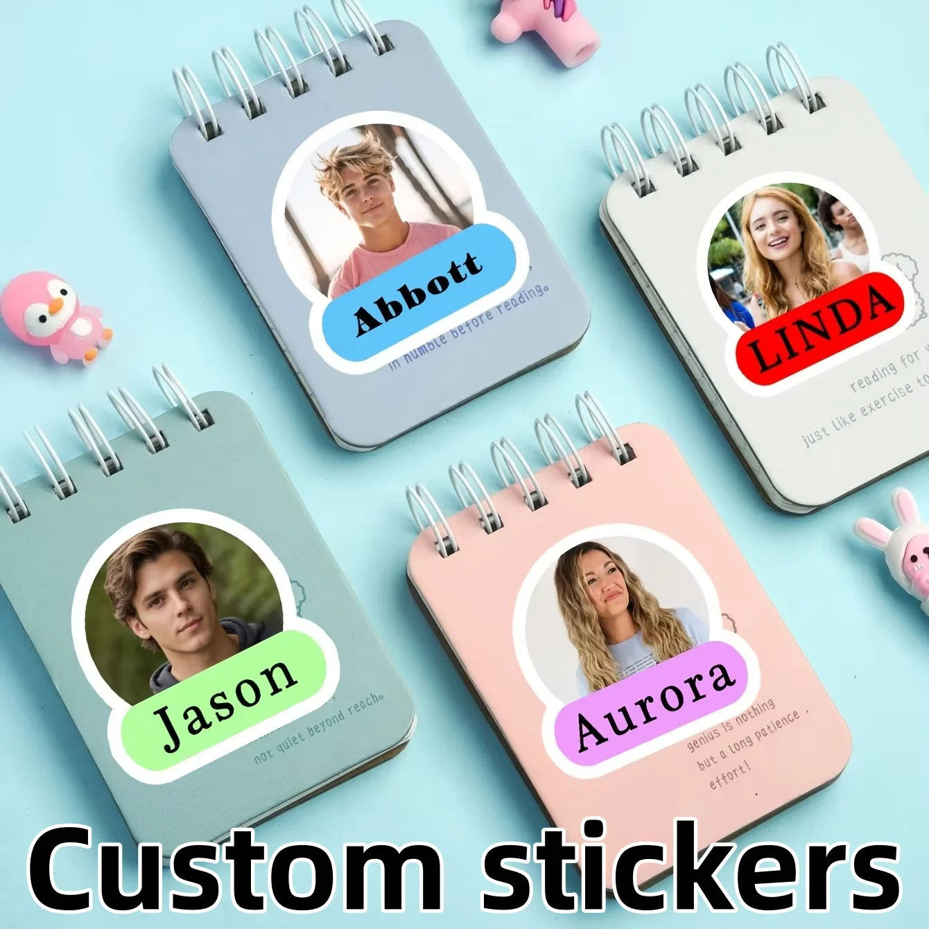 Customizable Name Stickers - Suitable for notebooks, graduation ceremonies, parties, and other personalized photo and text label
Customizable Name Stickers - Suitable for notebooks, graduation ceremonies, parties, and other personalized photo and text label