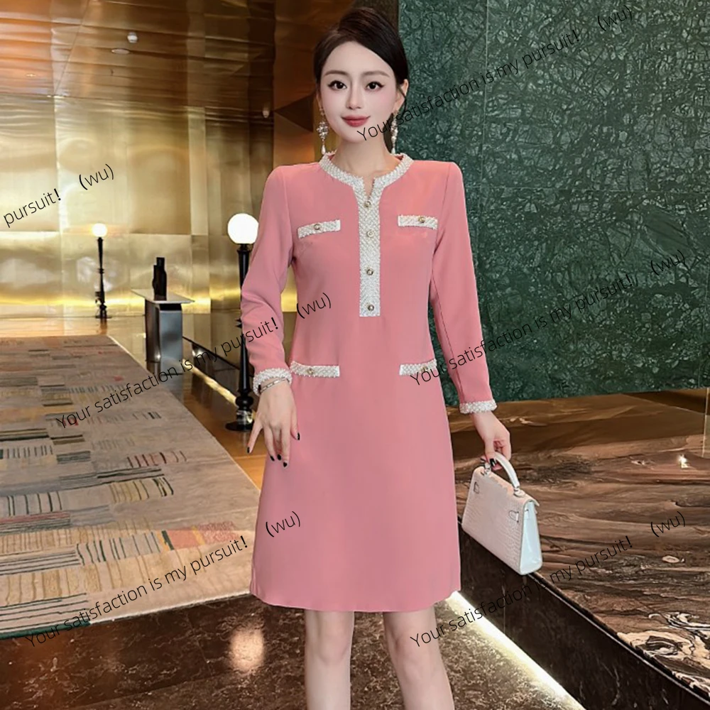 Новое осеннее жемчужное платье с длинными рукавами, женское элегантное повседневное вечернее и офисное платье длиной до колена, розовое, черное
Новое осеннее жемчужное платье с длинными рукавами, женское элегантное повседневное вечернее и офисное платье длиной до колена, розовое, черное