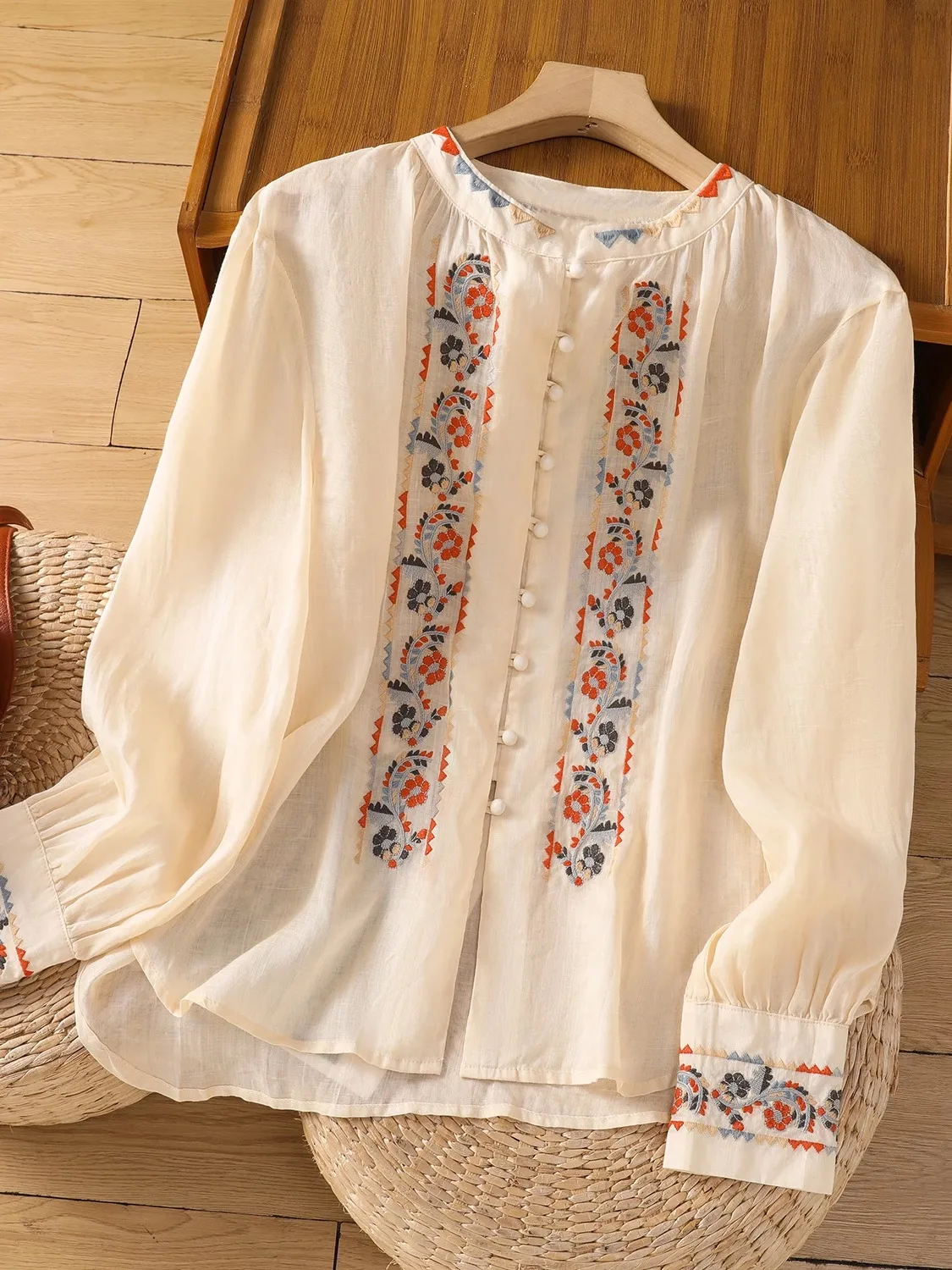 Retro Women's Cotton Linen irt Embroidered Lantern Sve Cut Label Button up Loose Fit Summer Casual Top
Retro Women's Cotton Linen irt Embroidered Lantern Sve Cut Label Button up Loose Fit Summer Casual Top