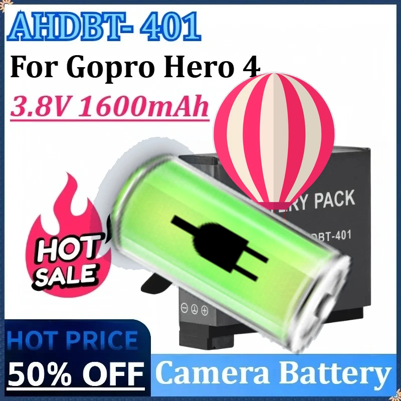 AHDBT- 401 3.8V 1600mAh Rechargeable Camera Battery for Gopro Hero 4 for Go Pro Hero4 High Quality Action Camera Accessories
AHDBT- 401 3.8V 1600mAh Rechargeable Camera Battery for Gopro Hero 4 for Go Pro Hero4 High Quality Action Camera Accessories