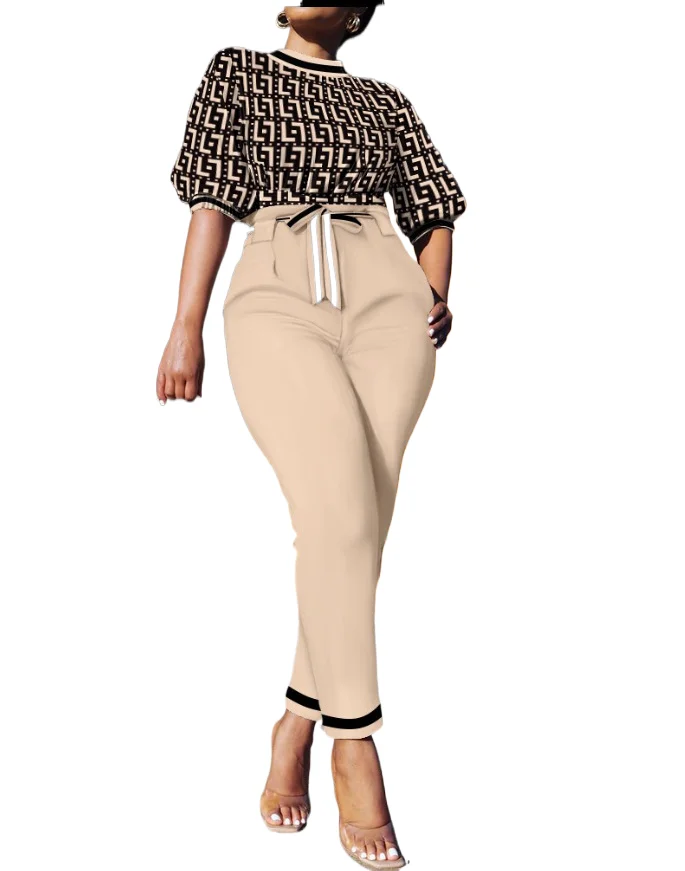Casual Short Sleeve Shirt Pants Set Office Lady Spring Autumn Print Blouse Lace Up Trousers Two Piece Set Women Outfit 2023 Tops
Casual Short Sleeve Shirt Pants Set Office Lady Spring Autumn Print Blouse Lace Up Trousers Two Piece Set Women Outfit 2023 Tops