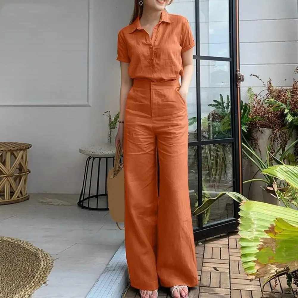 Women Summer Daily Outfit Stylish Women's Lapel Shirt Wide Leg Pants Set with High Waist Pockets 2 Piece Suit for Ladies Loose
Women Summer Daily Outfit Stylish Women's Lapel Shirt Wide Leg Pants Set with High Waist Pockets 2 Piece Suit for Ladies Loose