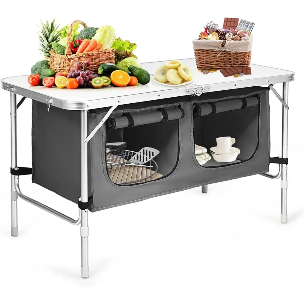 Folding Camping Table with Storage- Portable Aluminum Picnic Tables, Height Adjustable for Indoor/Outdoor Camp Party BBQ Travel
Folding Camping Table with Storage- Portable Aluminum Picnic Tables, Height Adjustable for Indoor/Outdoor Camp Party BBQ Travel
