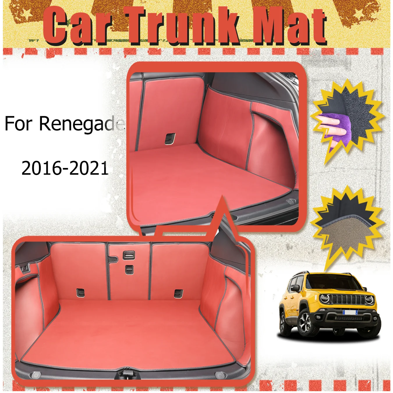 For Jeep For Renegade 2016-2021 Car Trunk Mat Full Encirclement thickened three-layer PVC anti-slip wear-resistant waterproof
For Jeep For Renegade 2016-2021 Car Trunk Mat Full Encirclement thickened three-layer PVC anti-slip wear-resistant waterproof