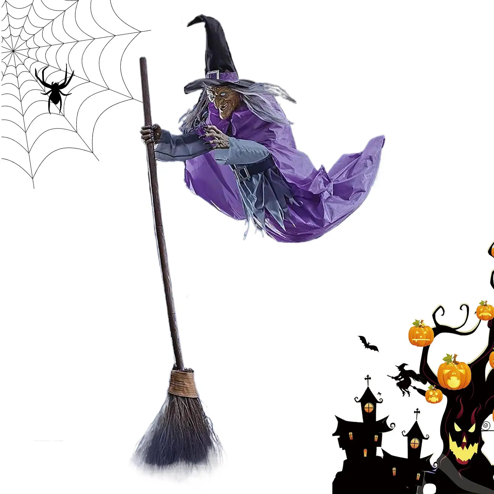 Flying Witch Halloween Decor Hover Witch Horror props with Scary Sound Halloween decor garden broom witch for Garden Yard Lawn
Flying Witch Halloween Decor Hover Witch Horror props with Scary Sound Halloween decor garden broom witch for Garden Yard Lawn