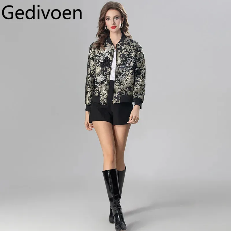 Gedivoen Autumn and Winter Women's Coat Black Stand Collar Beading Appliques Pocket Fashion Long-Sleeved Short Overcoat
Gedivoen Autumn and Winter Women's Coat Black Stand Collar Beading Appliques Pocket Fashion Long-Sleeved Short Overcoat